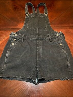 Madewell Black Denim Short Overalls size M
